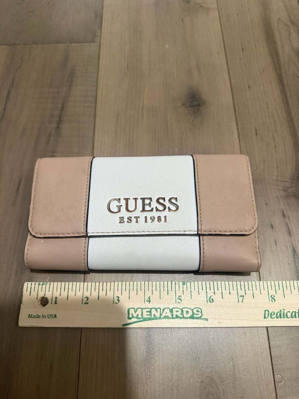 Guess Holly Wallet Tri-Fold Clutch Pink White